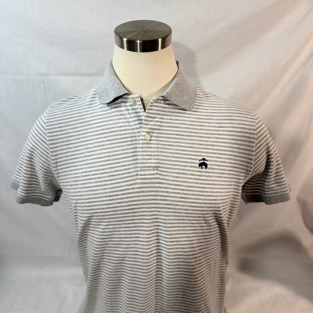 Brooks Brothers Gray and White Striped Polo Shirt